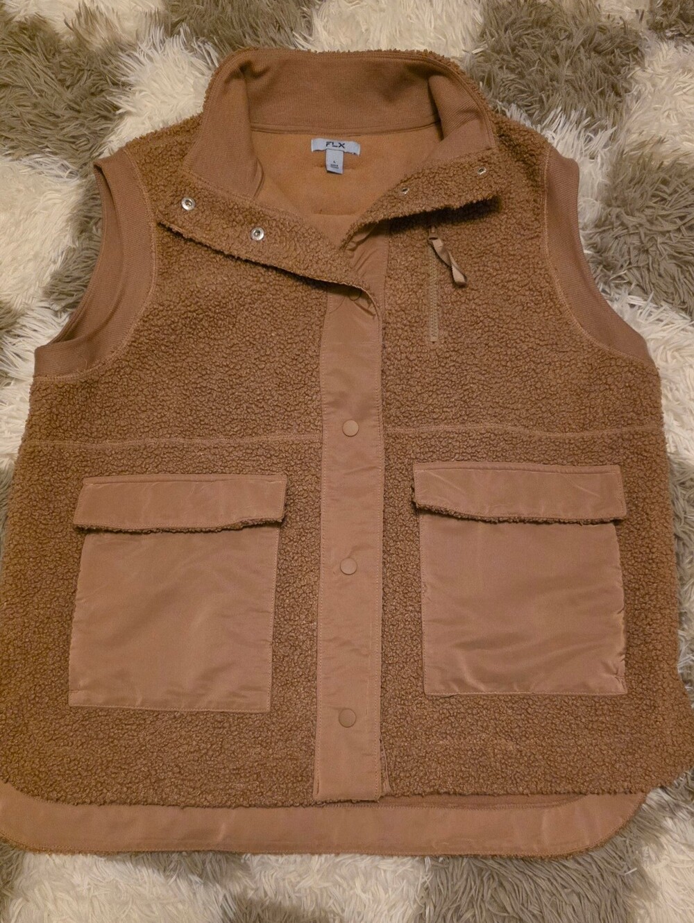 FLX Women's Camel Sherpa Utility Vest